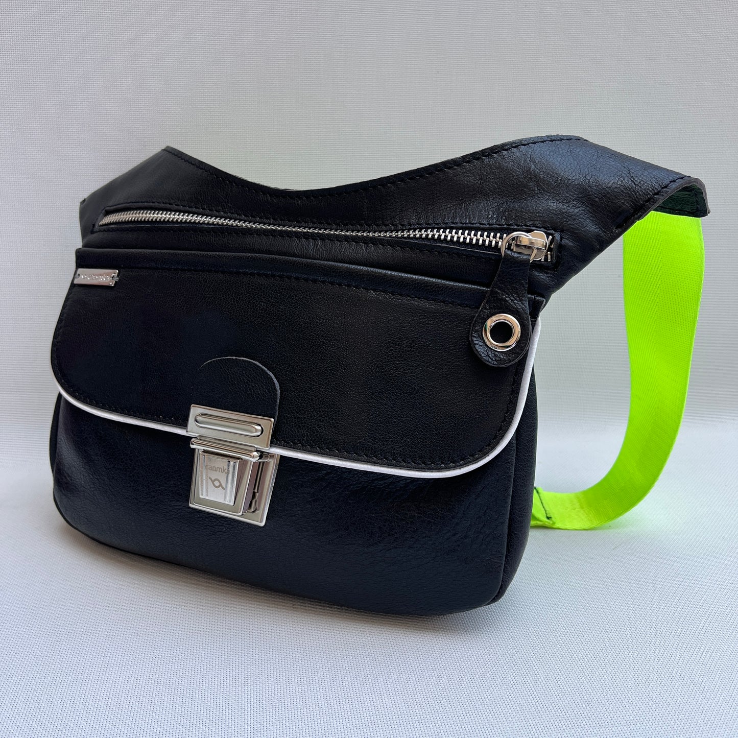 Special "Trencadis" Black & Silver BioCuir® natural leather Unique Piece No. 13329