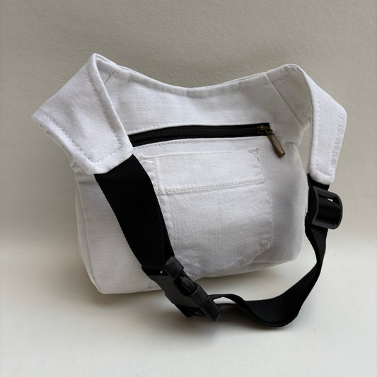 Riñonera Special ♻️White Jeans Recycled ♻️ + Bolsillo trasero con cremallera · Pieza Única Núm. 19347