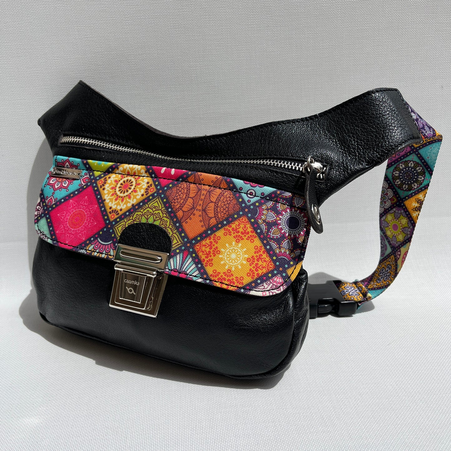 Summer Purple & Mandalas BioCuir® natural leather Unique Piece No. 12009