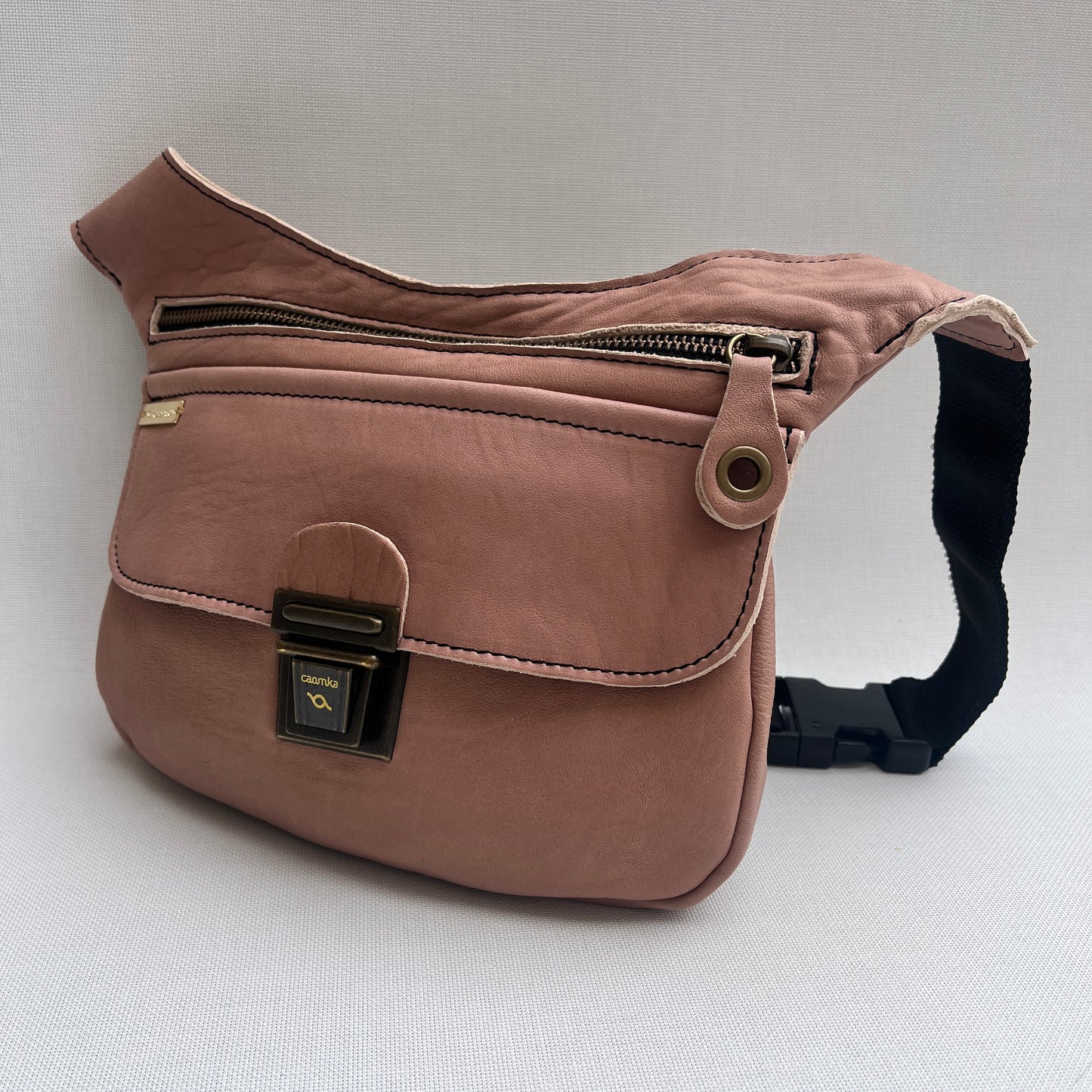 (TARA) Special Brown & Silver BioCuir® natural leather Unique Piece No. 10858