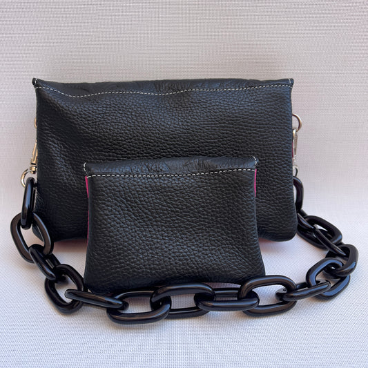 PACK: Monedero + Riñonera multifunción ELEGANT NANO "Black" · Piel - Cuero · Pieza Exclusiva Núm. 15229