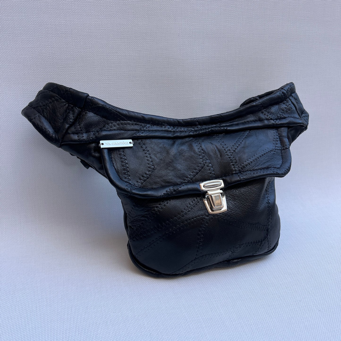Mini Patchwork Black Vintage & Silver · Piel / Cuero Vintage · Pieza Única Núm. 15523