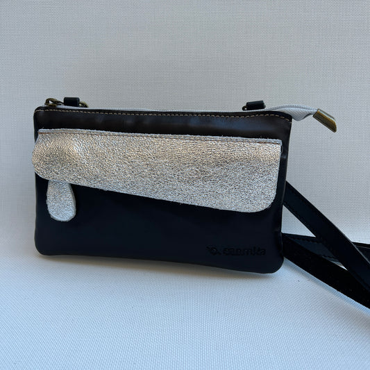 Riñonera multifunción NANO "Party Silver" · Piel - Cuero · Pieza Exclusiva Núm. 14748