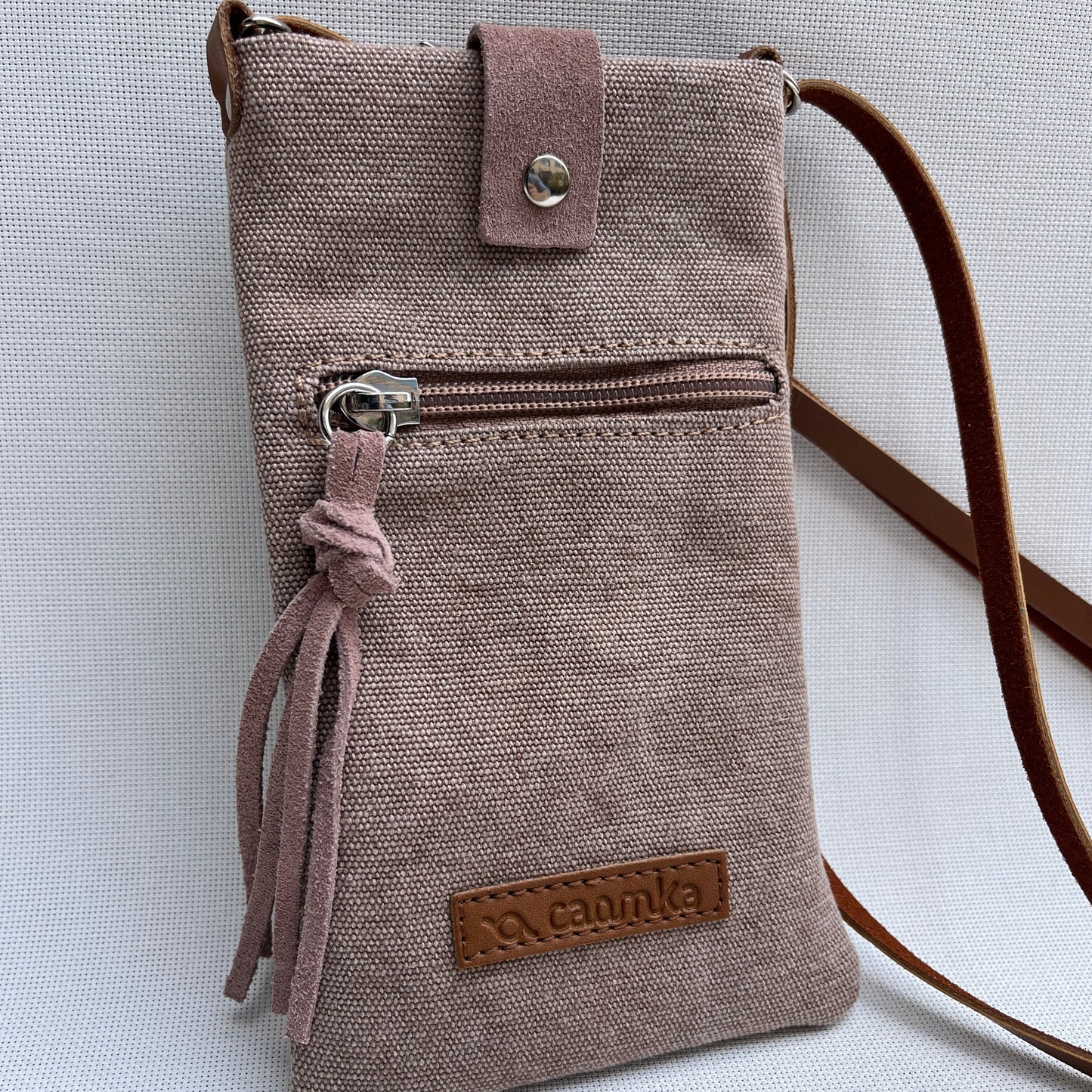 Mobile Holder · Natura Design · Hemp Natural Fabric · Bordeaux