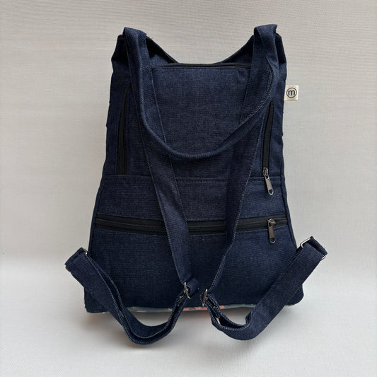Mochila "Bhaktapur" Rosas Jeans Azul · Pieza Exclusiva 17366