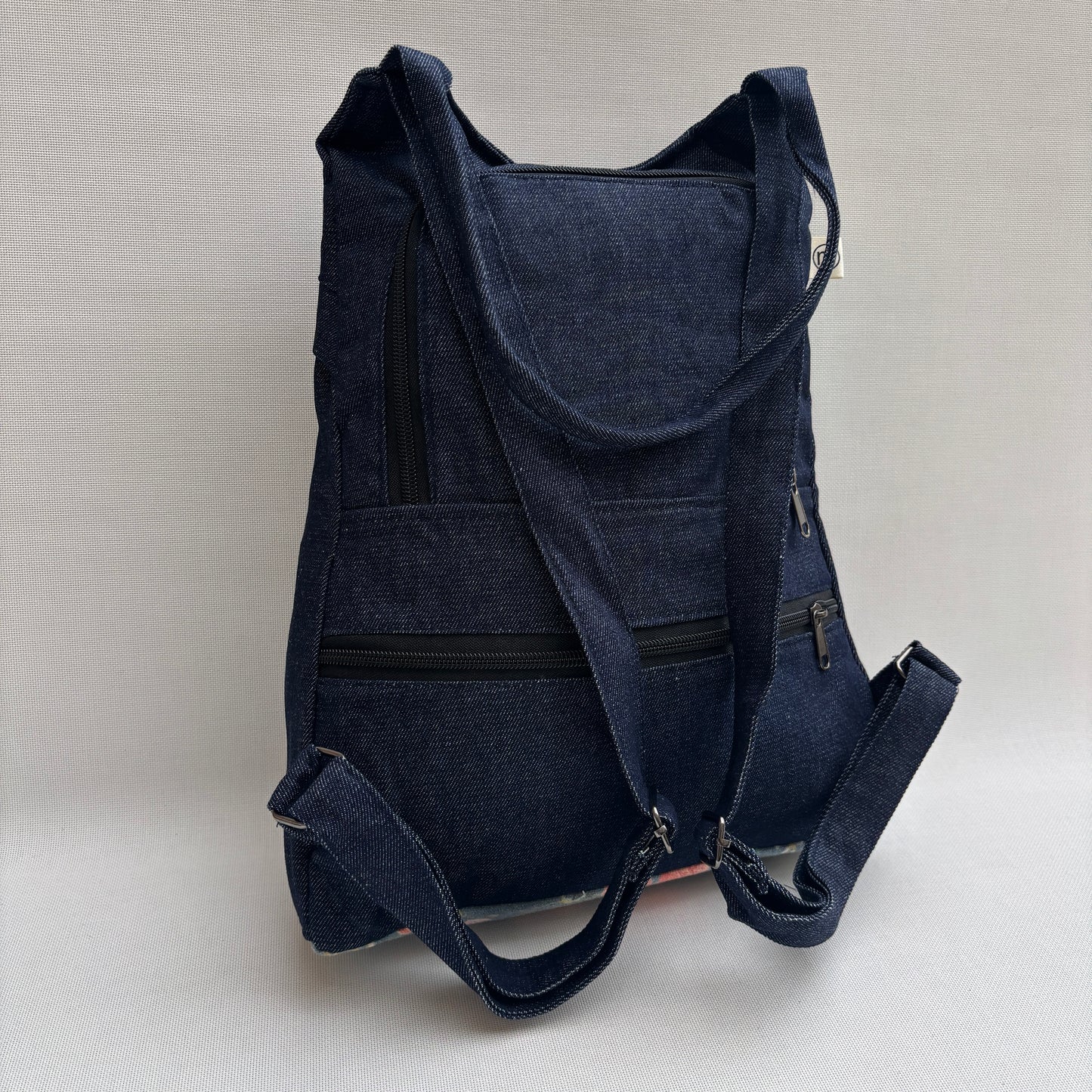 Mochila "Bhaktapur" Rosas Jeans Azul · Pieza Exclusiva 17366