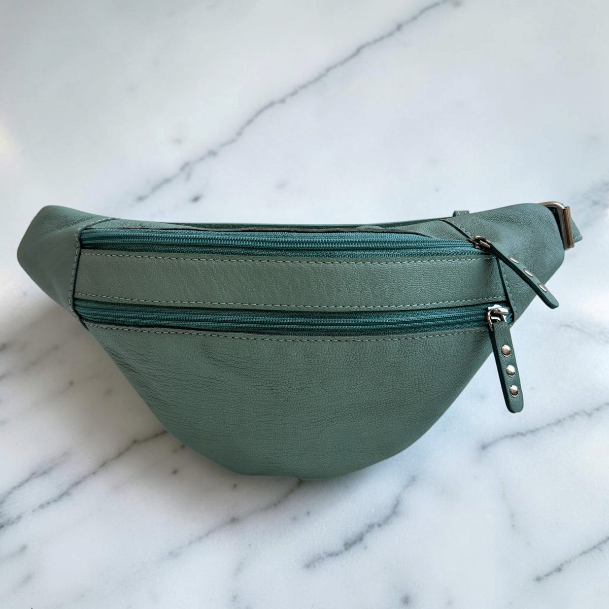 Premium Retro Chic Green BioCuir® Natural Leather Exclusive Piece No. 12639