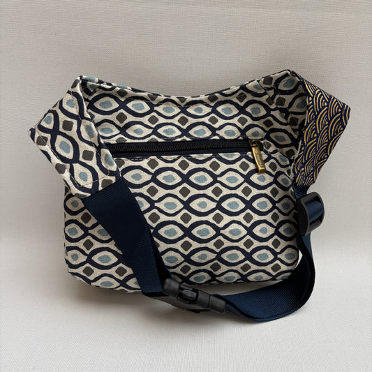 Riñonera "Special Blue Kyoto Waves" + Bolsillo trasero · Pieza Única Núm. 18129