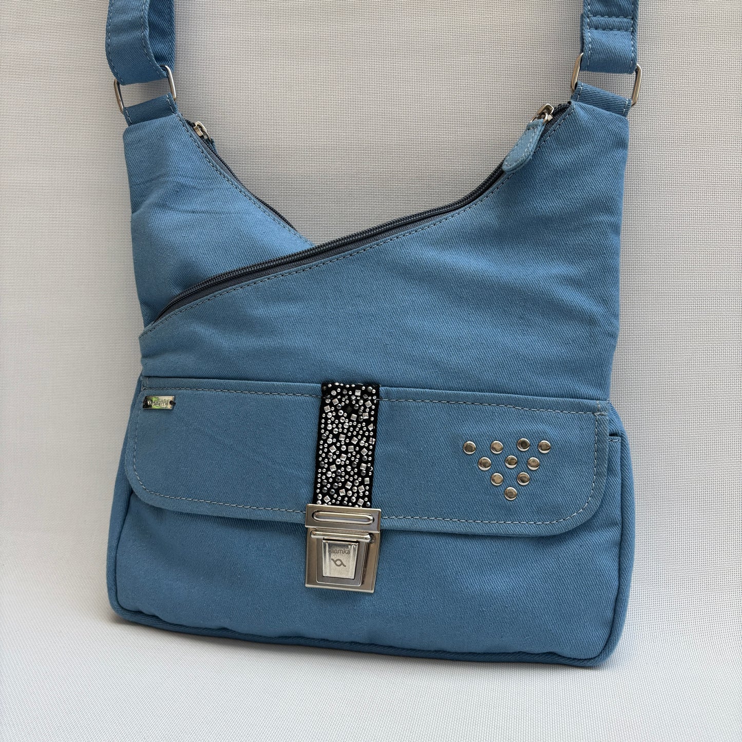 Bolso Bandolera Súper Caomka "Blue Rebel Shine" · Pieza Única Núm. 18812