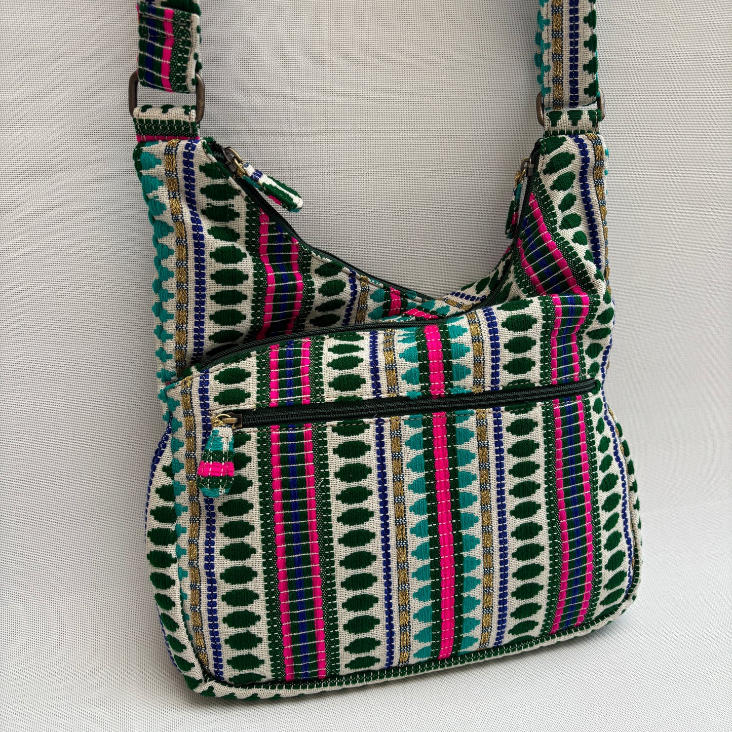Bolso Bandolera Súper Caomka "Green Boho Bloom" · Pieza Única Núm. 18804
