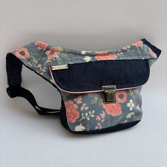 Riñonera Mini "Rosas Nepal" + Bolsillo trasero extra · Pieza Única Núm. 17399