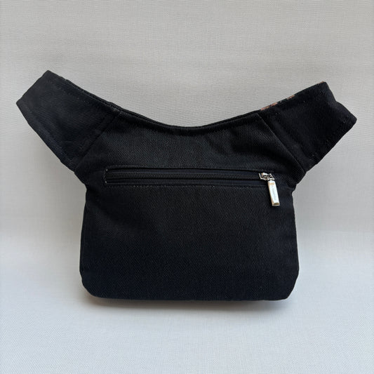 Riñonera "Black Japanese Flowers" + Bolsillo trasero · Pieza Única Núm. 17438