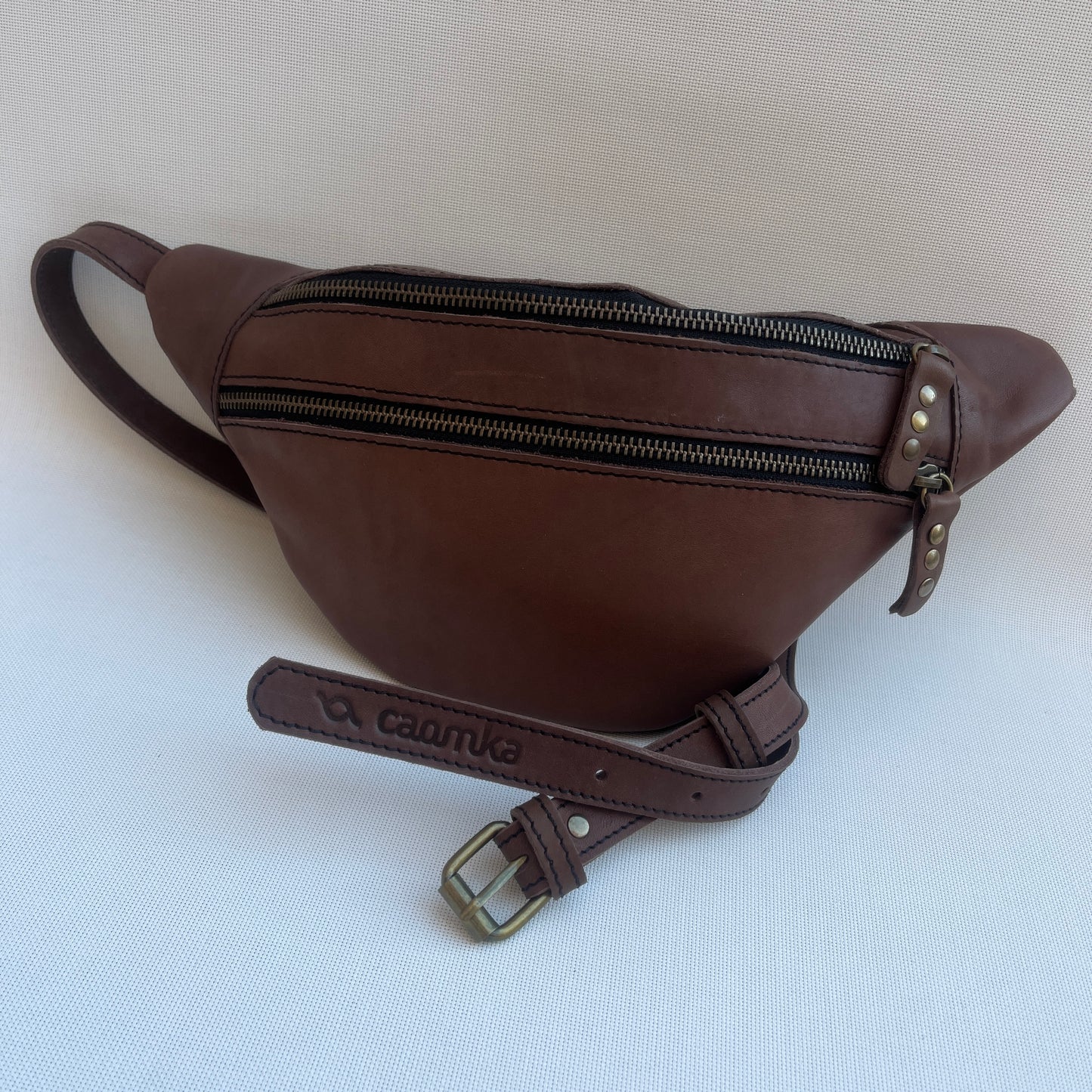 Retro Chic Brown & Old Gold · Piel natural BioCuir® · Pieza Exclusiva Núm. 14897