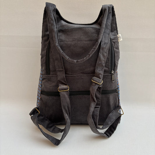 Mochila "Bhaktapur" Tejedido de pana con impermeable · Pieza Exclusiva 18225