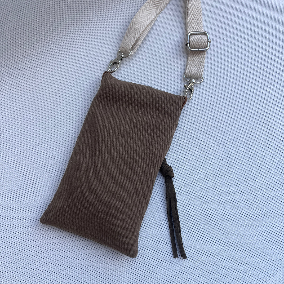 Mobile Holder · Natura Design · Hemp Natural Fabric · Pale Pink