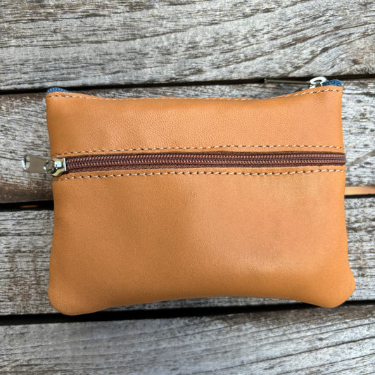 CAOMKA Premium Flat Coin Purse Natural BioCuir® Leather Exclusive Piece No. 13183