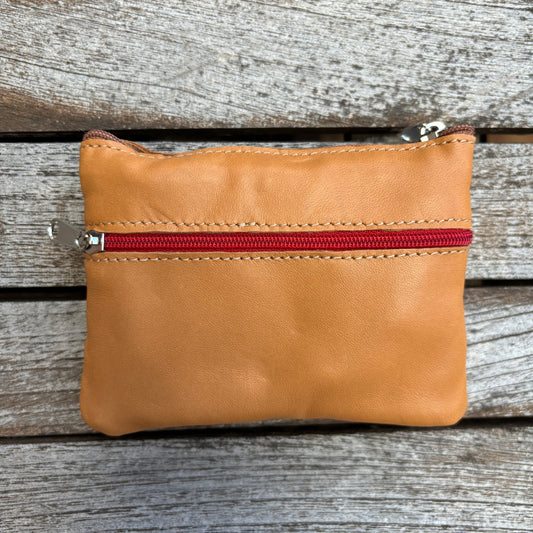 CAOMKA Premium Flat Coin Purse Natural BioCuir® Leather Exclusive Piece No. 13183