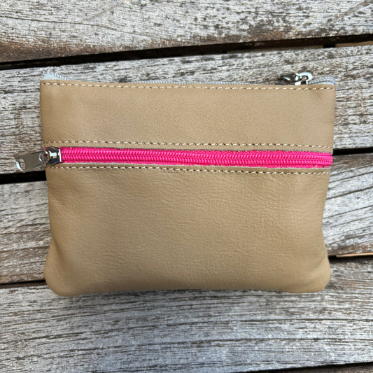 CAOMKA Premium Flat Coin Purse Natural BioCuir® Leather Exclusive Piece No. 13183