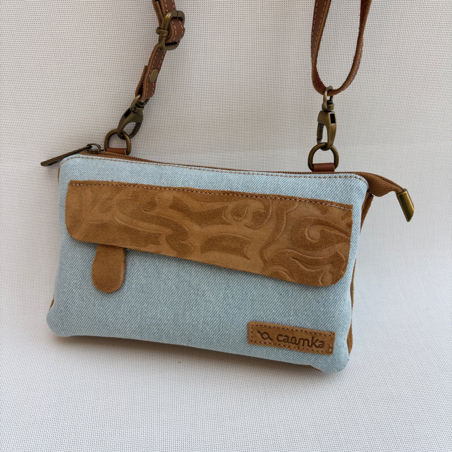 Riñonera multifunción ELEGANT NANO "Jeans & Leather" · Piel - Cuero · Pieza Exclusiva Núm. 17621