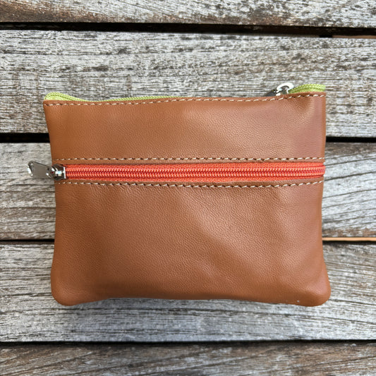 CAOMKA Premium Flat Coin Purse Natural BioCuir® Leather Exclusive Piece No. 13183