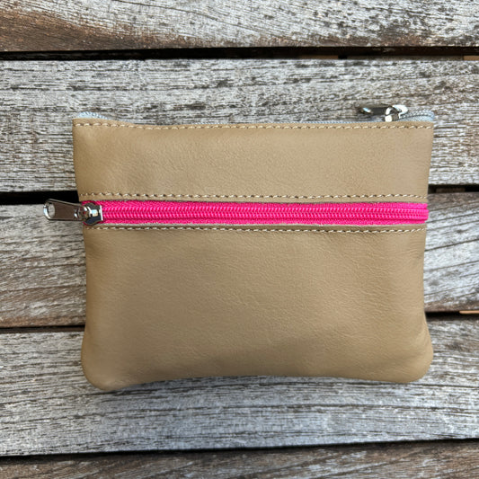CAOMKA Premium Flat Coin Purse Natural BioCuir® Leather Exclusive Piece No. 13183