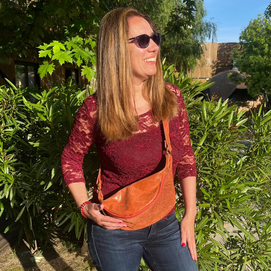 50% Dto. Riñonera "Retro Chic Watermelon Rosas" · Piel / Cuero · Pieza Exclusiva Núm. 16734