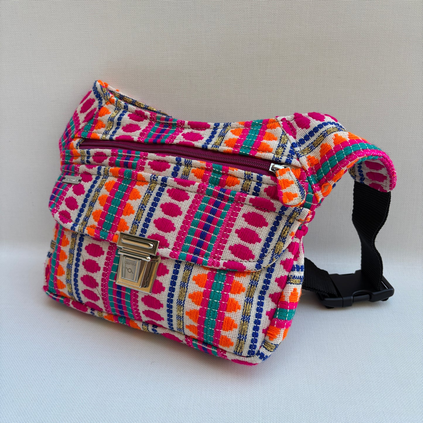 Riñonera "Special Boho Fuchsia & Orange" + Bolsillo trasero · Pieza Única Núm. 19341