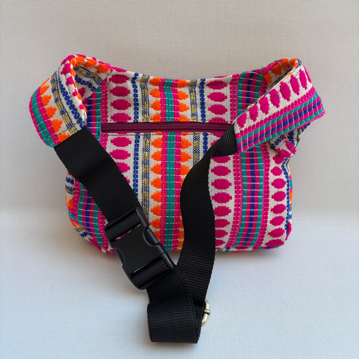 Riñonera "Special Boho Fuchsia & Orange" + Bolsillo trasero · Pieza Única Núm. 19341