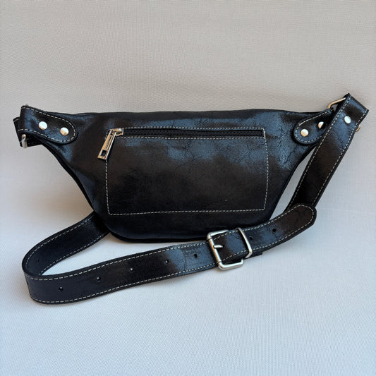 Riñonera "Premium Retro Chic Black" · Piel / Cuero · Pieza Exclusiva Núm. 17006