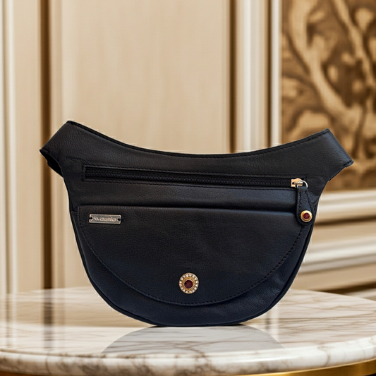 Riñonera Luna "Special Black Luxury" Silver · Piel · Pieza Exclusiva Núm. 18457