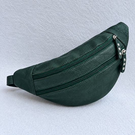 Premium Retro Chic Green BioCuir® Natural Leather Exclusive Piece No. 12639