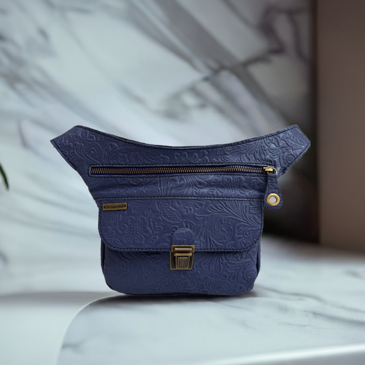 Riñonera Mini "Relief Azul Índigo" · Piel · Cuero · Pieza Exclusiva Núm. 16658