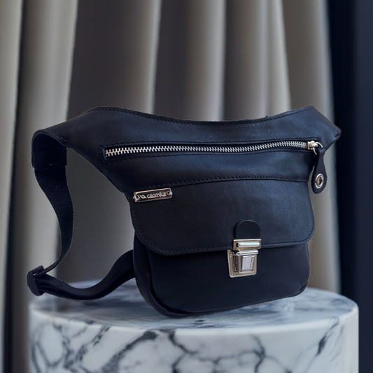 Riñonera "Mini Classic Black & Silver" · Piel · Cuero · Pieza Exclusiva Núm. 11759