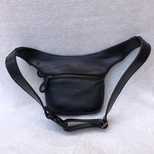 Mini Classic Black "Premium" Old Gold. Natural leather ECO FAST® Exclusive Piece No. 6992