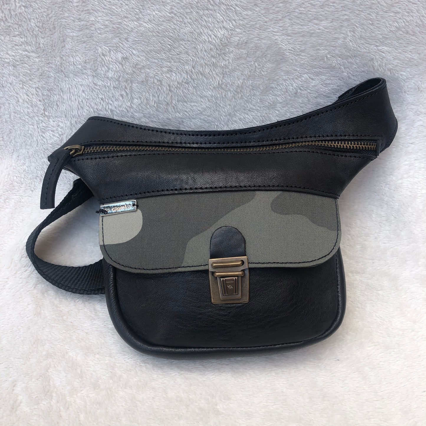 Mini Camouflage Old Gold. Natural leather ECO FAST® Unique Piece No. 7031