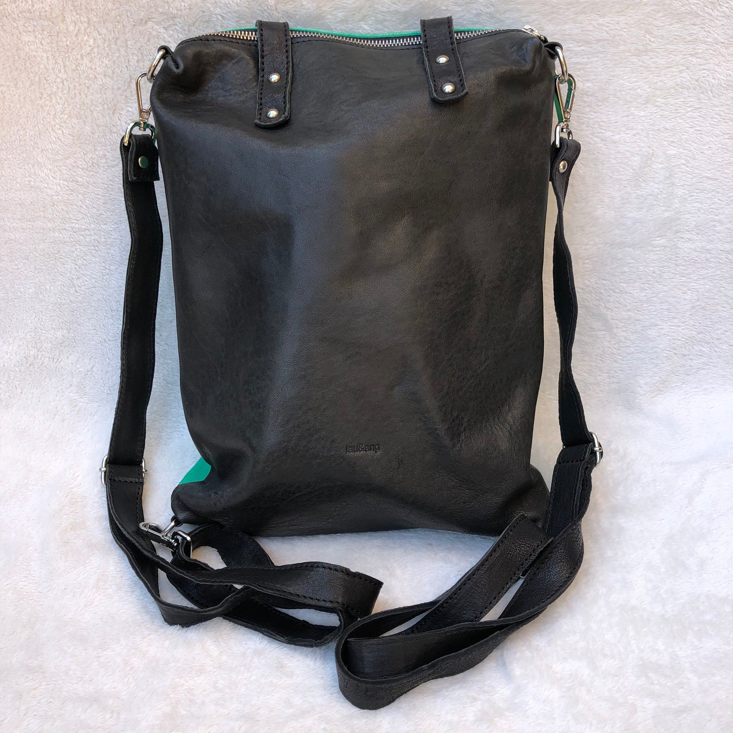 Backpack-Shoulder Lau&ang Bags "Cool Green” BioCuir® natural leather