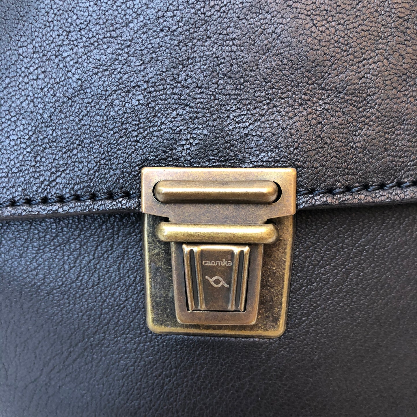 Mini Classic Black-OldGold Leather Band Natural BioCuir® Leather Exclusive Piece No. 6901