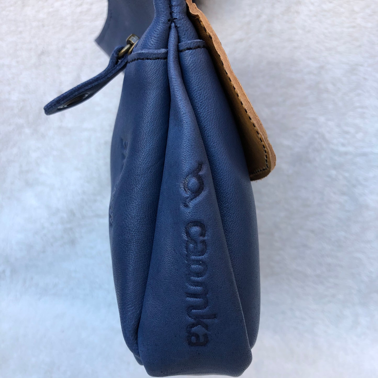 Summer Blue & Camel BioCuir® natural leather Exclusive Piece No. 7315