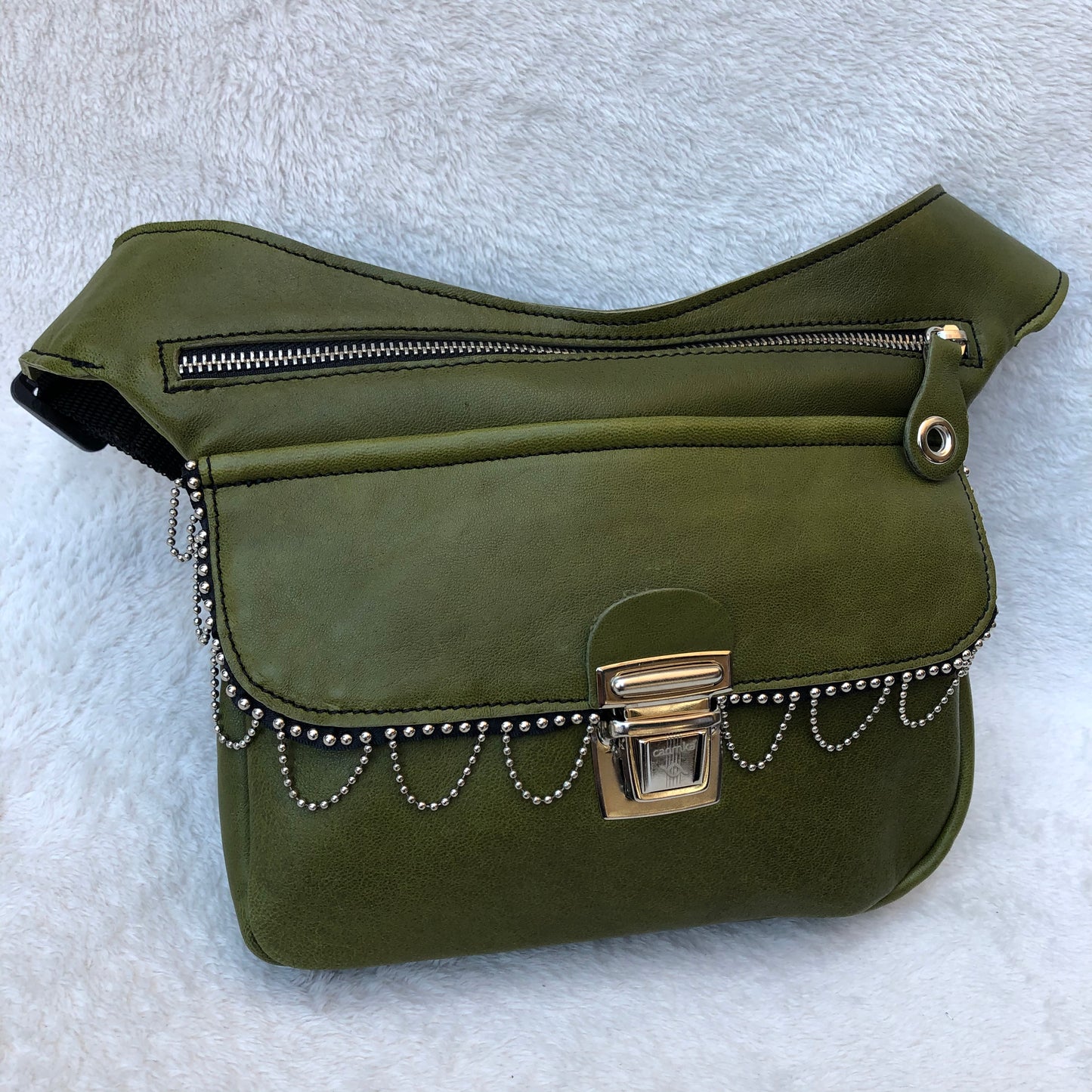 PACK Special Green Fanny pack + Purse Natural leather BioCuir® Unique Piece No. 7370