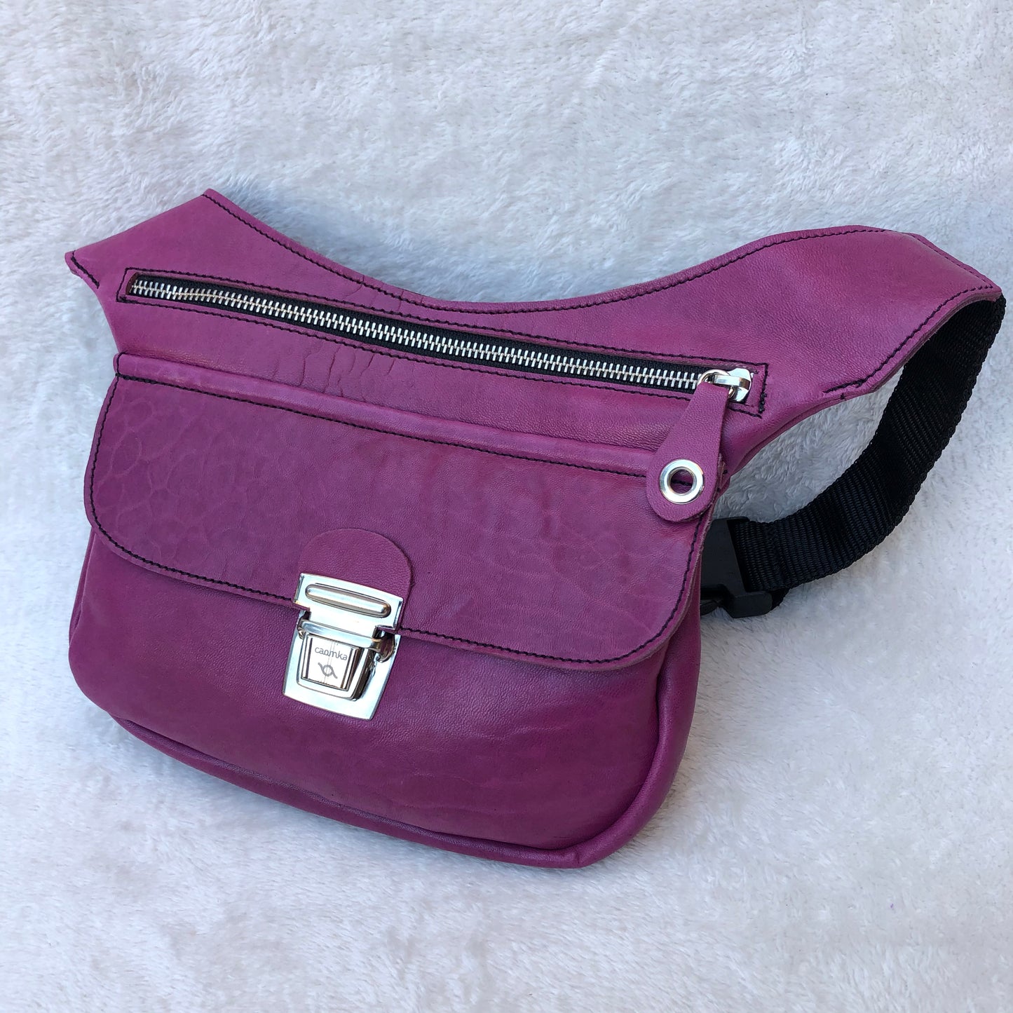 Special Summer Purple-Silver BioCuir® natural leather Exclusive Piece No. 7418