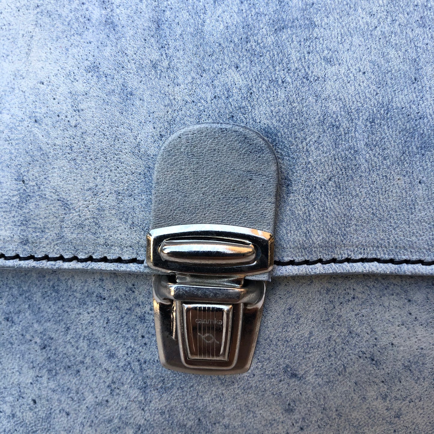 Mini Summer SkyBlue-Silver BioCuir® natural leather Exclusive Piece No. 7435