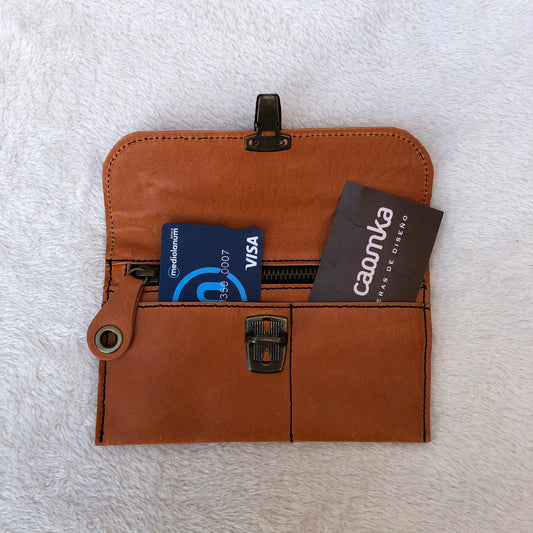CAOMKA Flat Coin Purse Natural BioCuir® Leather Exclusive Piece No. 7503
