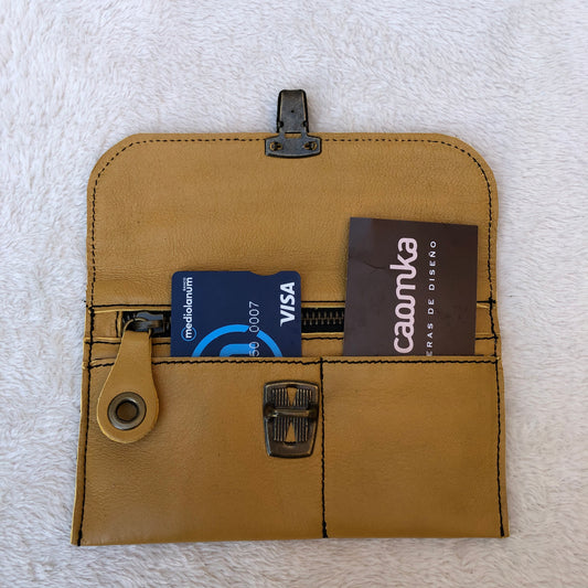 CAOMKA Flat Coin Purse Natural BioCuir® Leather Exclusive Piece No. 7508