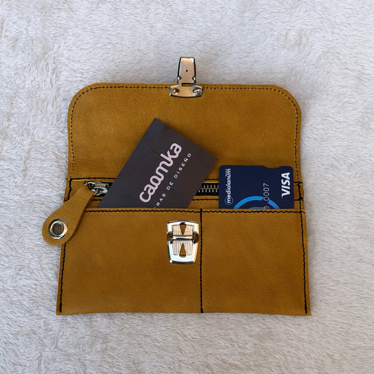 CAOMKA Flat Coin Purse Natural BioCuir® Leather Exclusive Piece No. 7517