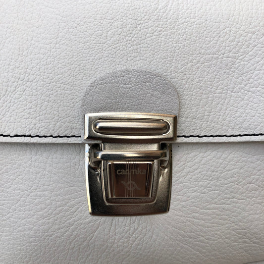 Summer White-Silver BioCuir® natural leather Exclusive Piece No. 7841