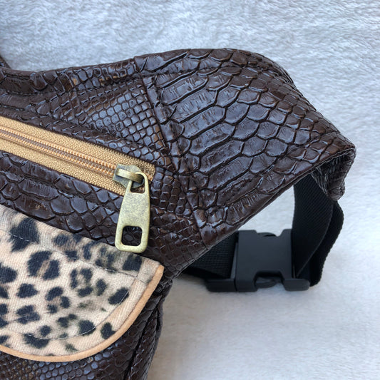 Special Brown Animal Print Vegan Leather Unique Piece No. 7650