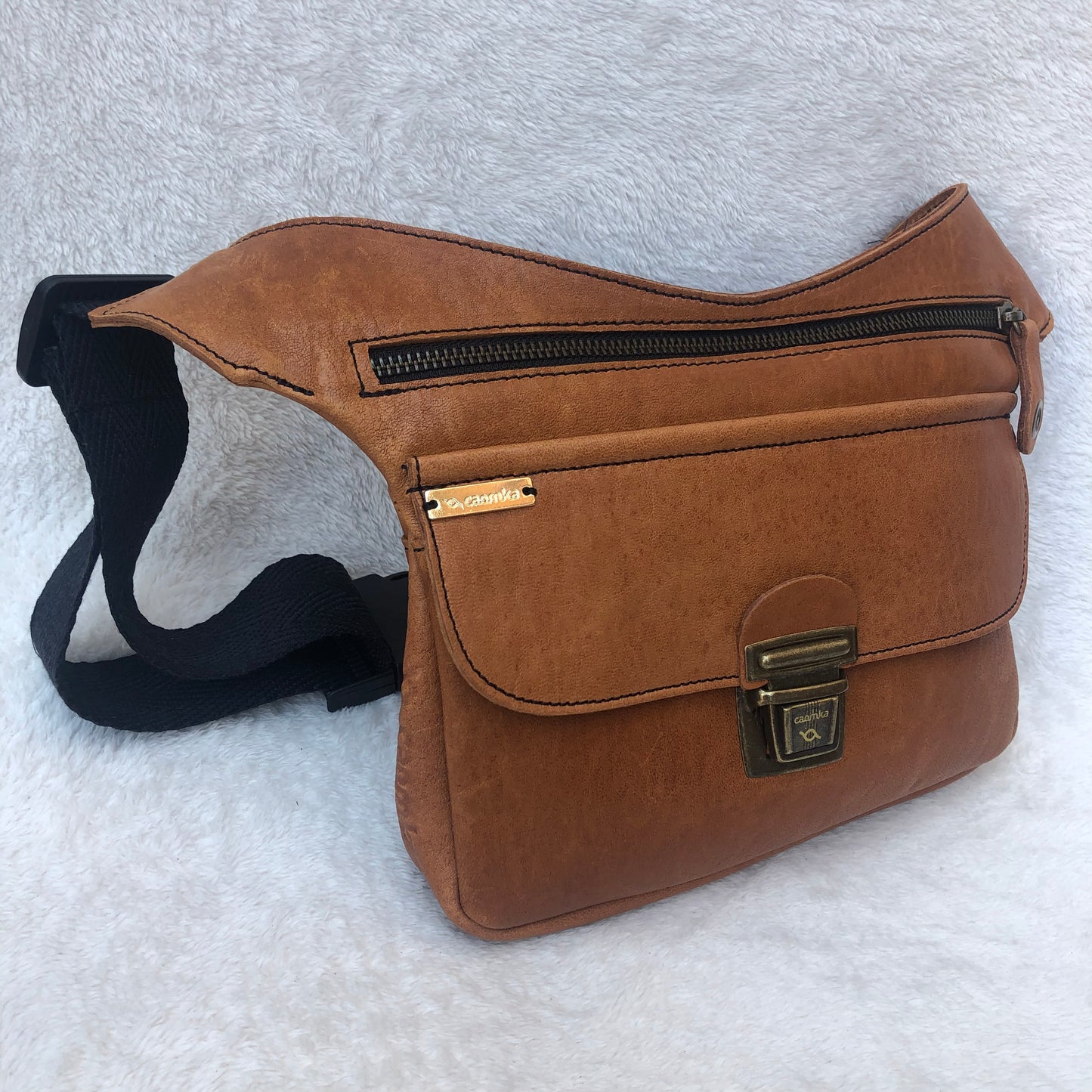 Classic Brown & Old Gold Natural BioCuir® Leather Exclusive Piece No. 7620