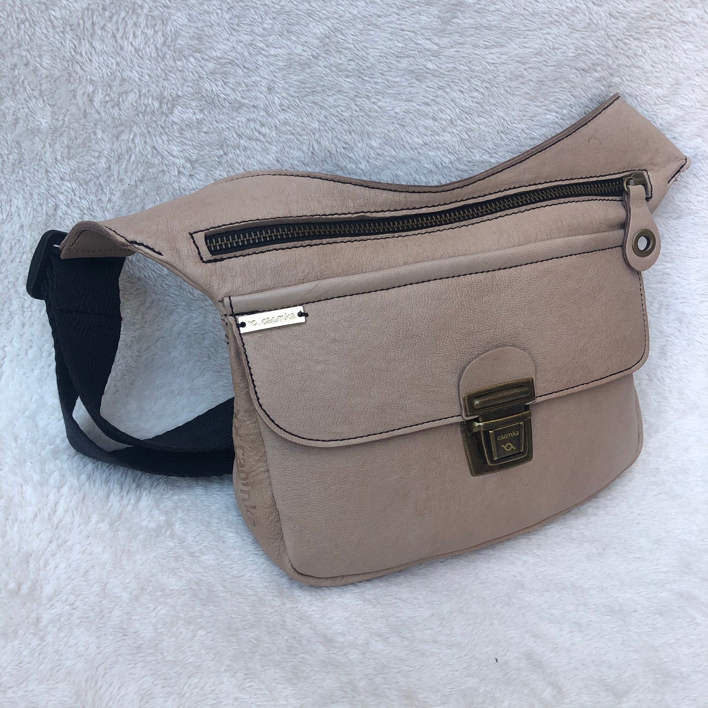 Special Beige-Grey-Brown & Old Gold BioCuir® natural leather Exclusive Piece No. 7651