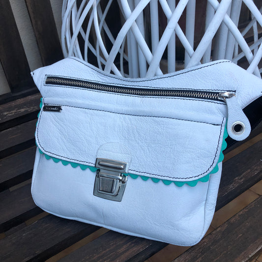 Summer White-Silver BioCuir® natural leather Exclusive Piece No. 7671