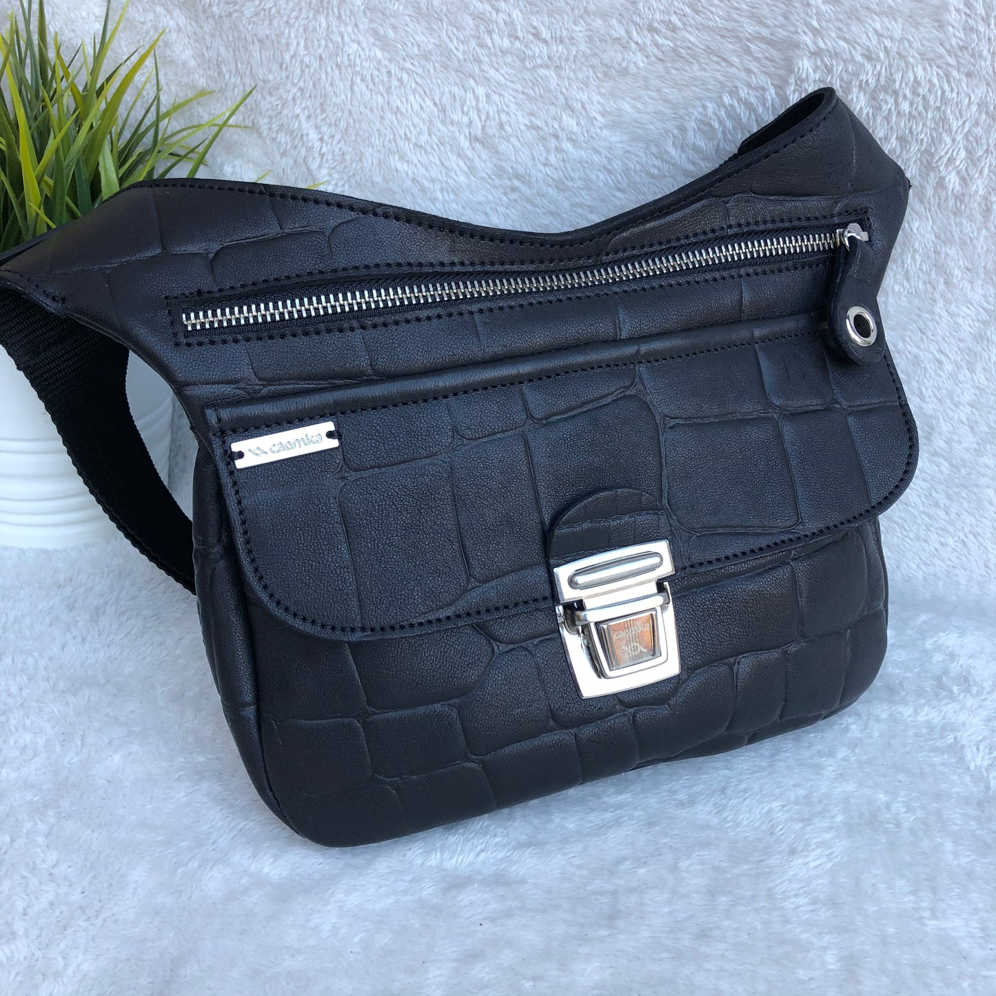 Special Black & Silver BioCuir® natural leather Exclusive Piece No. 7700